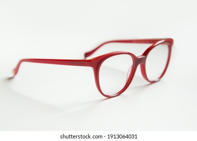 Red Glasses On White Background