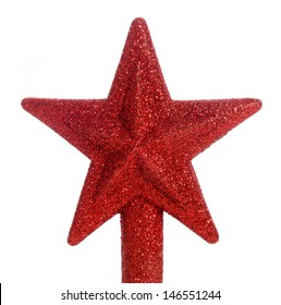 A Red Glittered Star Christmas Tree Topper