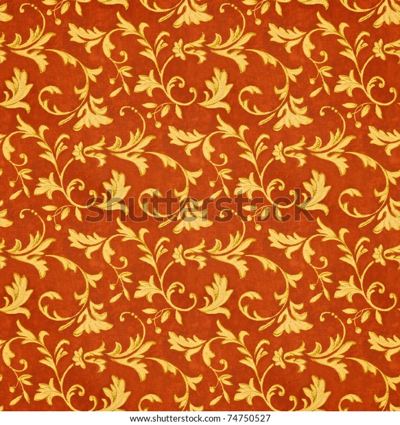 Red Gold Seamless Victorian Floral Fabric Stock Photo (Edit Now) 74750527