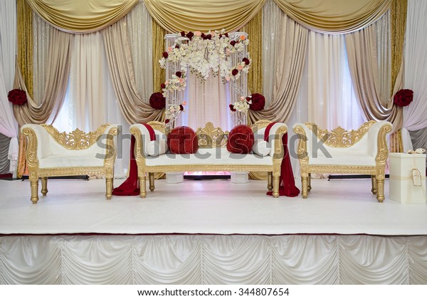 Red Gold Wedding Stage Royalty Free Stock Image