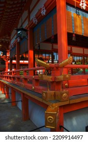 Red And Golden Temple Fushimi Inari Shrine, In Japan, Near Tokyo