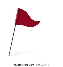 Red Golf Flag Isolated On White Background.