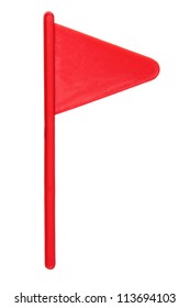 Red Golf Flag On White Background