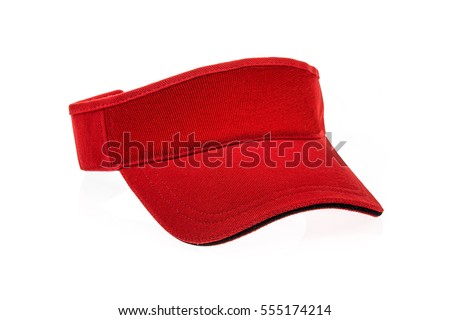 Red golf visor for man or woman on white background