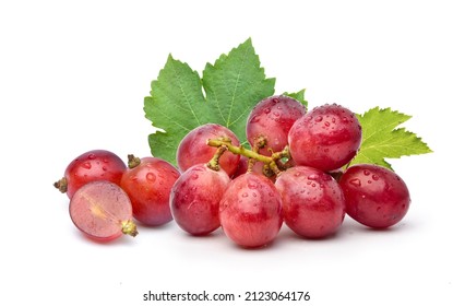 Red grape with leaves isolated on white background. - Powered by Shutterstock