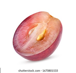 Red grape slices isolated on white. Full depth of field.