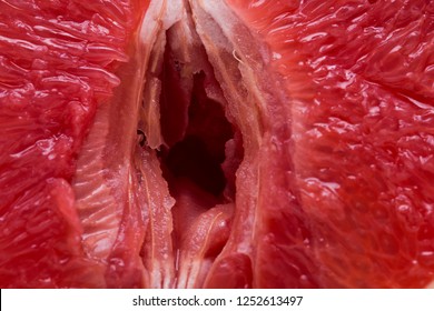 Red Grapefruit Looking Like Female Vagina, Vulva Symbol