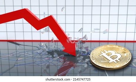 red graph reporting Bitcoin price drop and break - Shutterstock ID 2145747725