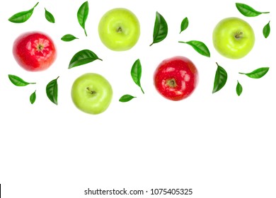 Red Green Apples Decorated Green Leaves Stock Photo 1075405325 ...