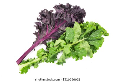 Red And Green Curly Kale Isolated On White