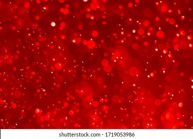 Red And Green Glitter Vintage Lights Background. Red Bokeh Shiny On Dark
 Background.