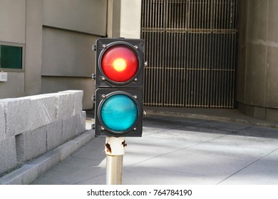 Red and green light outside the parking lot - Shutterstock ID 764784190