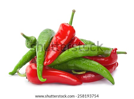 Red green pepper isolated on white background
