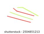 Red and Green plastic straw isolated on white background, Plastic drinking straw