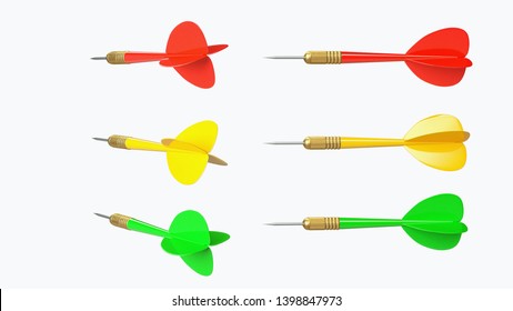 red green and yellow dart isolated on white background