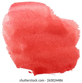 red grunge brush strokes watercolor paint isolated on white background