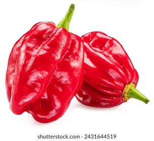 Red habanero peppers isolated on white background.  - Powered by Shutterstock