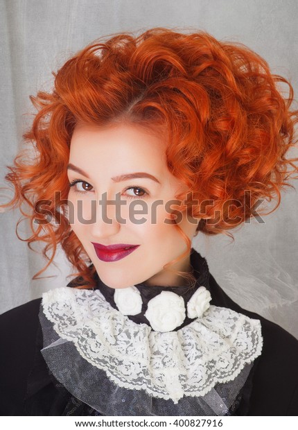 Red Hair Beautiful Vintage Portrait Woman Stock Photo Edit Now