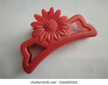 Red Hair Clip With Sunflower Decoration