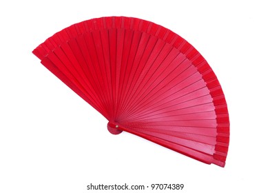 Red Hand Fan Isolated On White