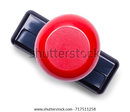 Red Handle Rubber Stamper Top View Isolated on White Background.