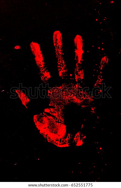 Red Handprint Isolated On Black Background Stock Photo 652551775 ...