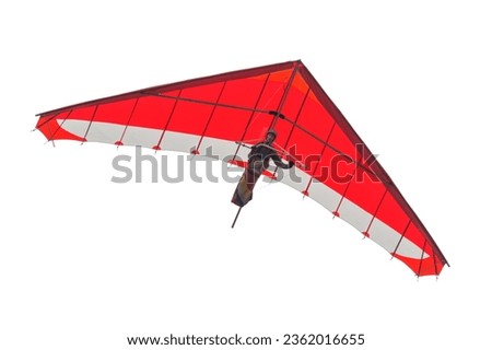 Red hangglider wing isolated on white. Extreme sports equipment