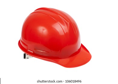 Red Hard Hat Isolated On White