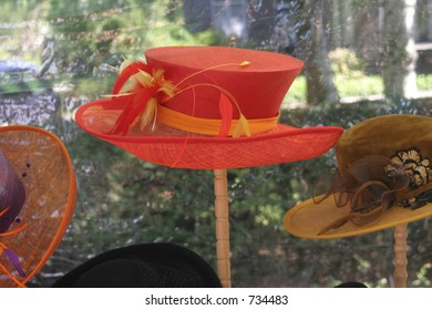 Red hat at display in a stand