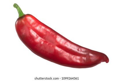 Red Hatch Chile Pepper Whole, Top View. Numex Or New Mexican Pod Type