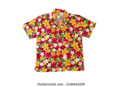 Red Hawaiian Floral Shirt For Thai Songkran Water Festival