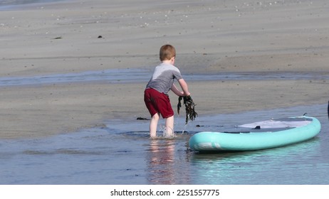 Red headed boy playing on a sandy beach in Northern Ireland Holidays in UK - Shutterstock ID 2251557775