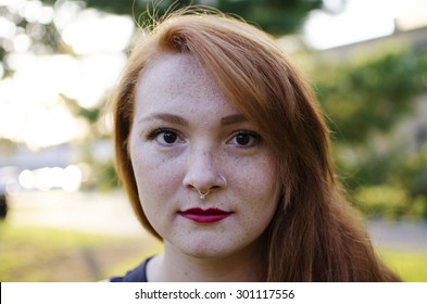 Red Headed Woman With Nose Ring