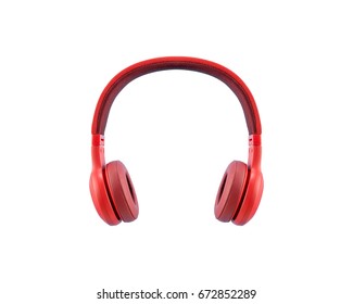 Red headphone isolate on white background. - Shutterstock ID 672852289