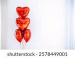 Red heart balloons on white background. Happy Valentine