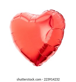 Red Heart Foil Balloon Isolated On White