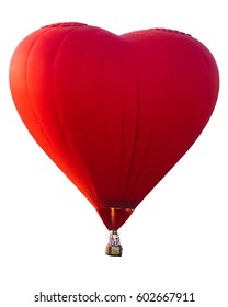 Red Heart Hot Air Balloon, Good For Made Icon For Love And Valentine Day Concept 