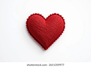 Red Heart Made of Fabric Isolated