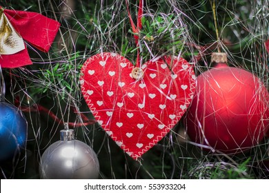 Red Heart On A Christmas Tree