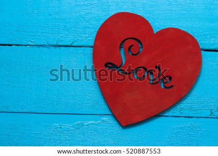 Red Heart On Turquoise Background Love Stock Photo Edit Now