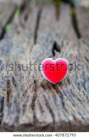 Red heart on wood background/ Valentines day 