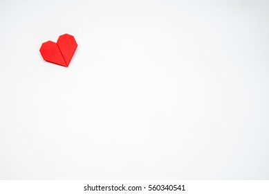 Red Heart Paper On White Background.