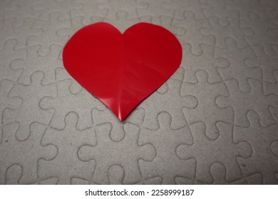 red heart with puzzle background design for soul mate concept - Shutterstock ID 2258999187