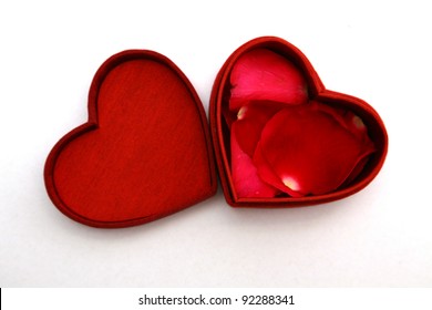 Red Heart Shaped Box And Rose.