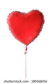 Red Heart Shaped Foil Balloon On White