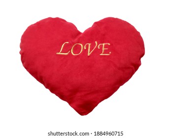 Red heart shaped pillow isolated on white background. Valentine's day - Shutterstock ID 1884960715