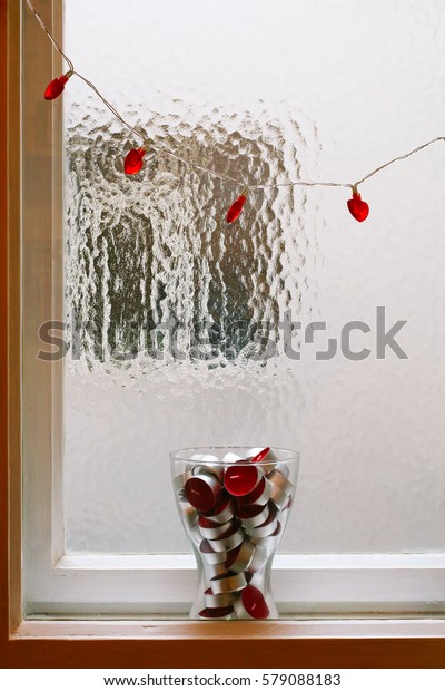 Red Heart Shaped String Lights Glass Stock Photo Edit Now 579088183