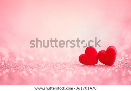  The red Heart shapes on abstract light glitter background in love concept for valentines day with sweet and romantic moment