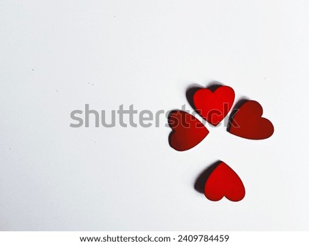 Red heart shapes on white background. Valentines day concept