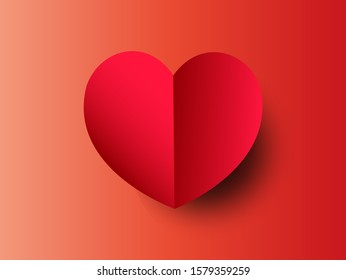 Red heart template . Impressive Valentine's Day insulating . Hollow red heart.